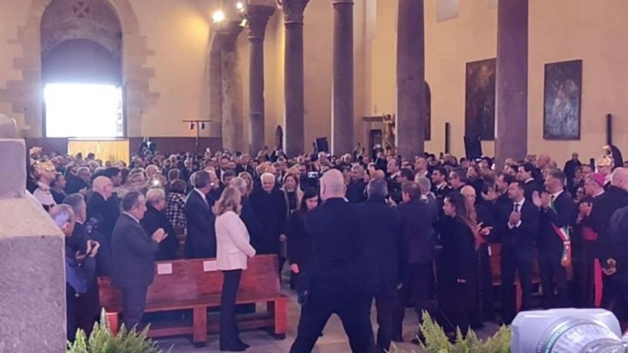 L'arrivo di Mattarella alla cattedrale di Cefalù per convegno sul Mediterraneo