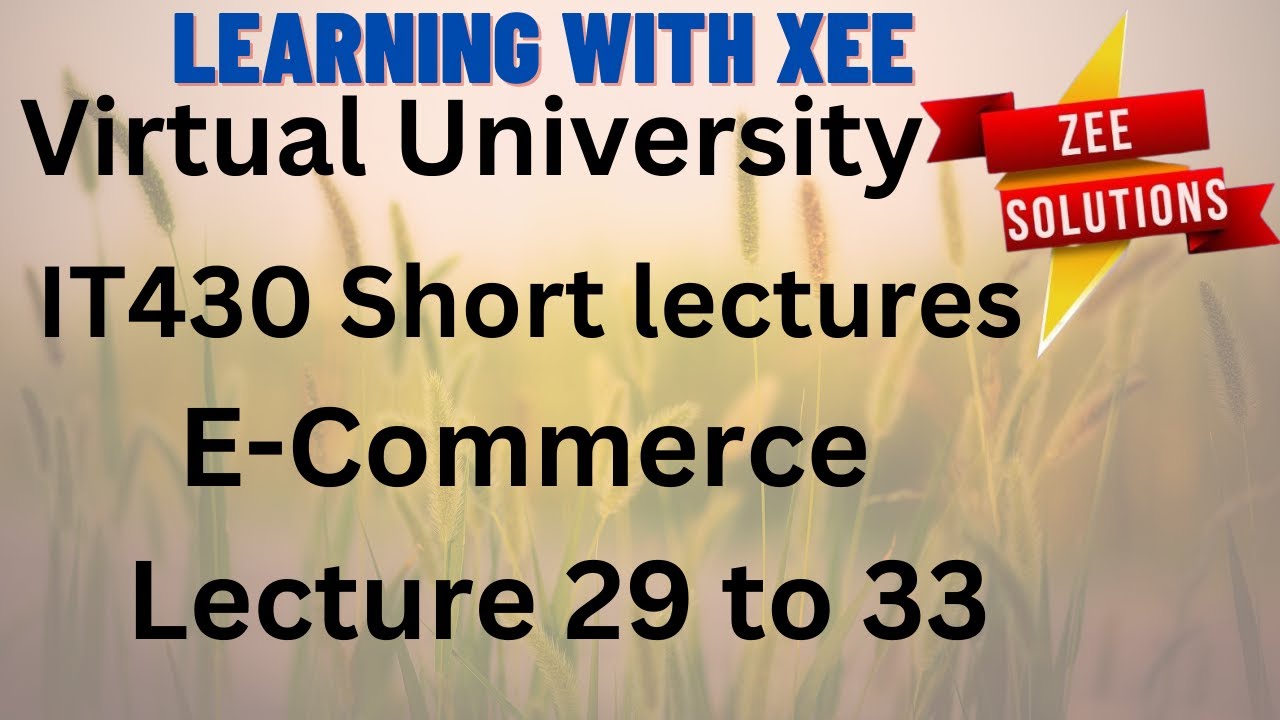 IT430 E-Commerce Short lectures of lecture 29 to 33 Virtual University of Pakistan