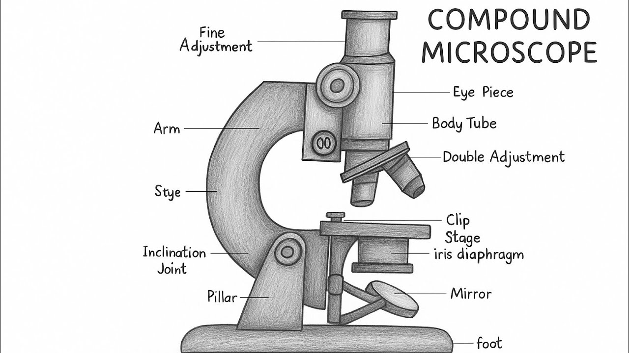 Microscope drawing easily||How To Draw compound microscope step by step ...