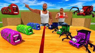 Tiny Colourful Choo Choo Charles Train vs Tiny Colourful Eater Monster in Indian Bikes Driving 3d