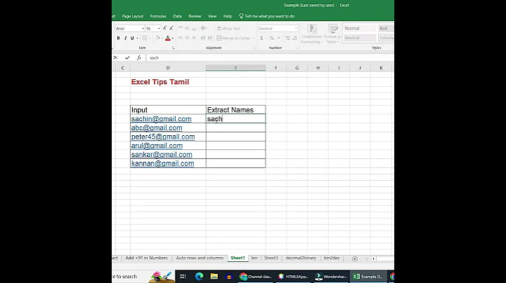 How to Extract Names from Emails in Excel Tamil (excel tips) #shorts