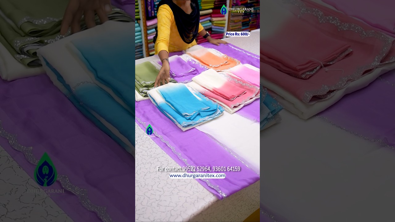 Сари из жоржета разных красивых цветов ✨ Элегантный выбор по цене 600 рупий 🦚 