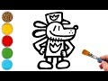 Dog Man Drawing, Painting and Coloring for Kids, Toddlers | Let&#39;s Draw, Paint Together