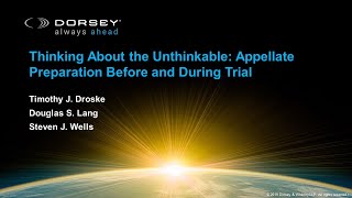 Thinking About the Unthinkable: Appellate Preparation Before and During Trial Recorded