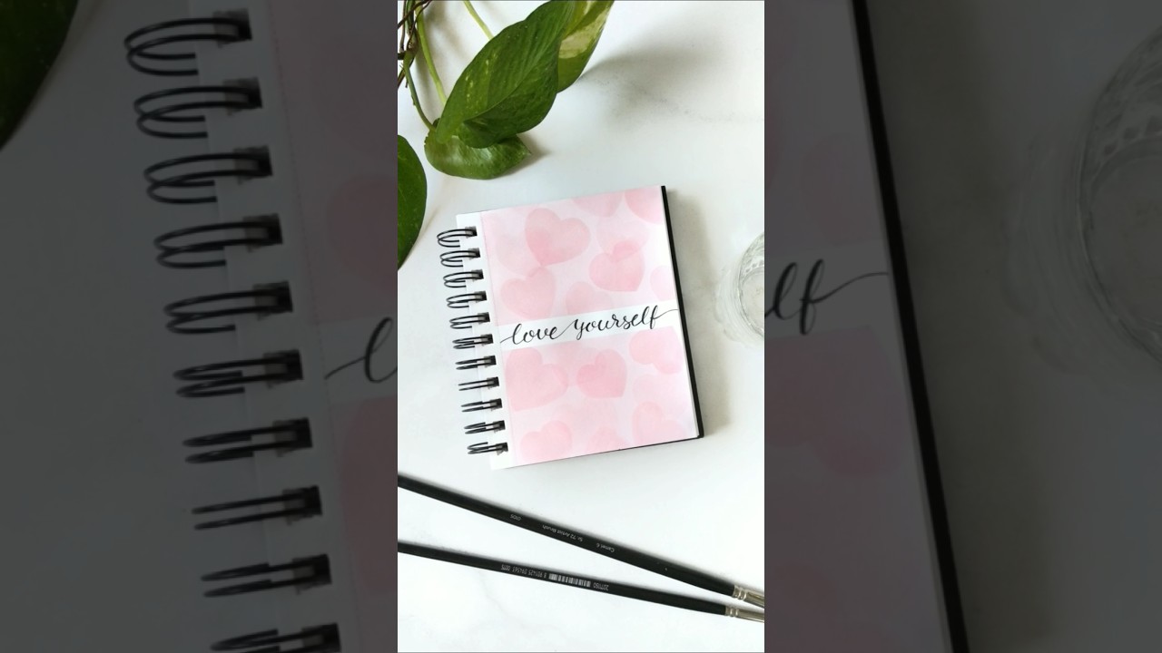 Simple aesthetic art idea for your sketchbook | Positive quotes painting | Pink transparent hearts
