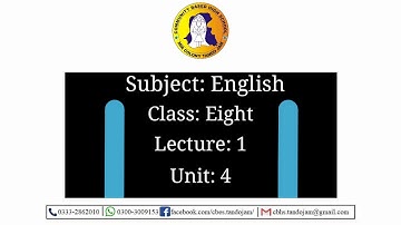 4th Unit 1st Lecture Class 8 English-AFAQ