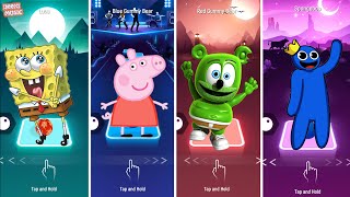 Spongebob Vs Peppa Pig Vs Gummy Bear Vs Rainbow Friends | Tiles Hop EDM Rush!