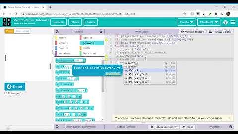Pong game in code.org part 2