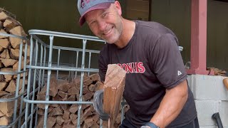 Splitting “just the right size” Barkless Hickory