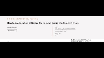Random allocation software for parallel group randomized trials | RTCL.TV