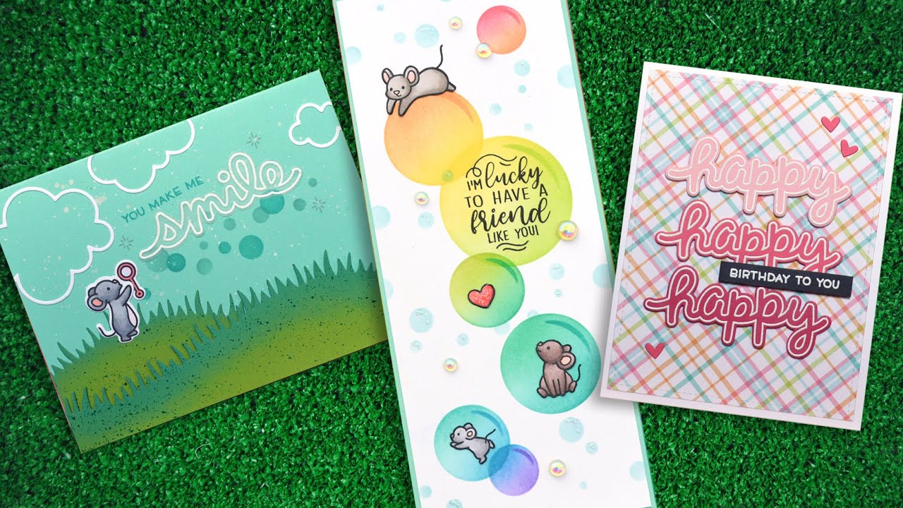 Intro to Scripty Bubble Sentiments, Bubbles Stencil + 3 cards from start to finish