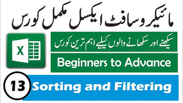 MS Excel Tutorial and complete course in Urdu Hindi – Sorting and Filtering Part 13