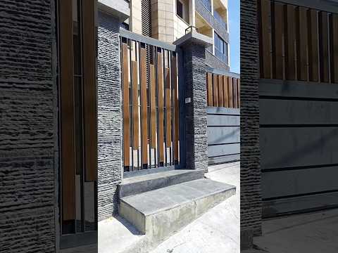 تصميم بوابات حديد مع سور خارجي بطريقة جميلة وبسيطة خشب وحديد شاهد الفيديو حداده لحام ابواب داخل