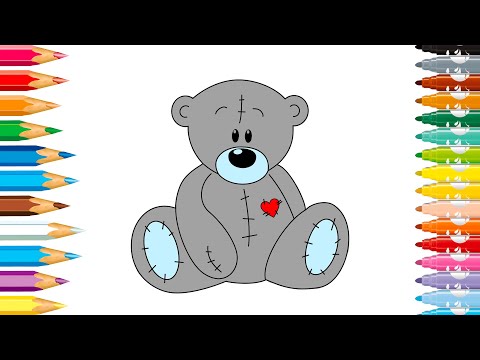 Как нарисовать МИШКУ ТЕДДИ очень легко для детей | Раскраска медведь! How to draw a teddy bear