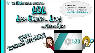 Live Online...Live! Webex Breakout Sessions (recorded 10/6/2020)