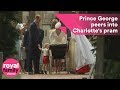 Prince George peers into baby sister's pram at her christening