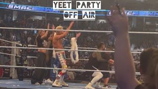 The Usos YEET with Cody Rhodes, Charlotte flair Jevon Evans & a cute fan off air after WWE smackdown