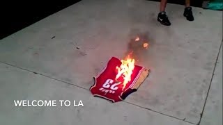 burning lebron jersey