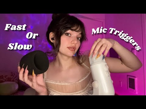 ASMR | Fast & Aggressive Vs Slow & Gentle MIC TRIGGERS (Mic Scratching, Foam Cover, Fluffy Cover, +)