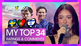 Eurovision 2024 My Top 34 With Ratings And Comments New Esc Robbé