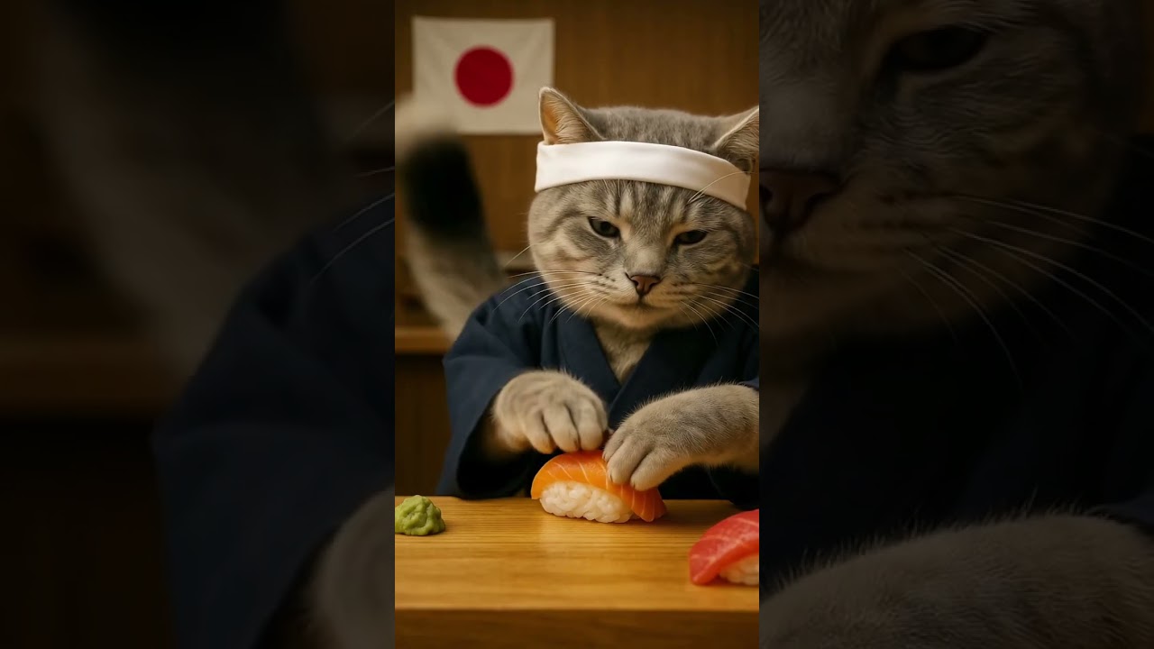 Cute Cat Chef Makes Fresh Japanese Sushi 🍣 | 