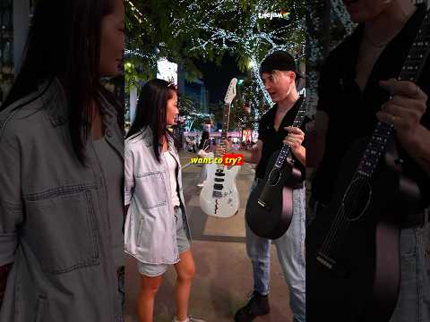 HER REACTION to this GUITAR is awesome😯🎸