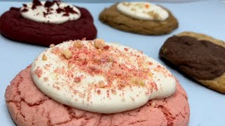 DIY CRUMBL COOKIE RECIPE! Strawberry Cheesecake Crumble Cookie, Red Velvet Cookie, Carrot Cake ‘a