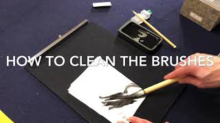 How to clean and dry small and big calligraphy brushes 書道筆の洗い方