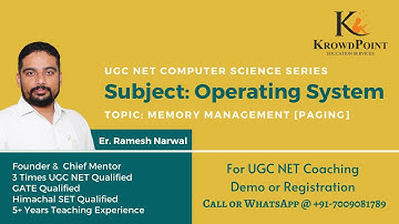 UGC NET Computer Science | Operating System | Memory Management | Paging