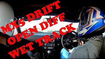 Drifting a Miata for the first time on wet track - Full Stock - Open Diff