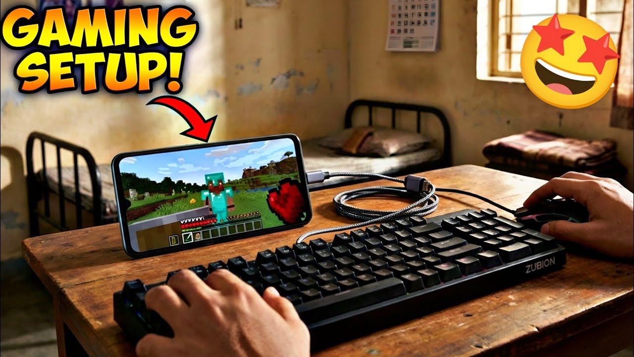 My First Ever Minecraft Gaming Setup 💚 (Mobile + Keyboard Mouse)