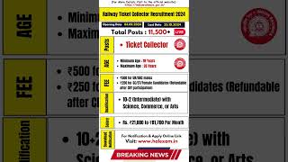 Railway Ticket Collector Recruitment 2024