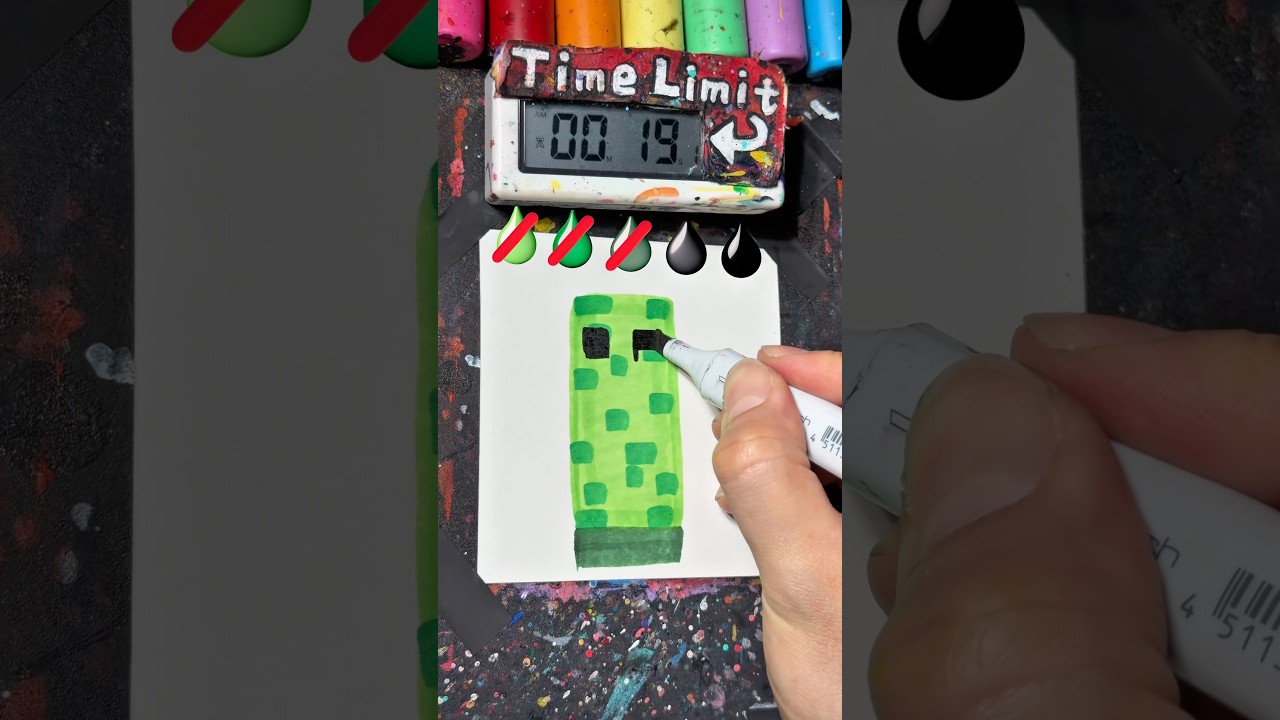 Drawing Creeper Fullbody in 40Sec(Minecraft)