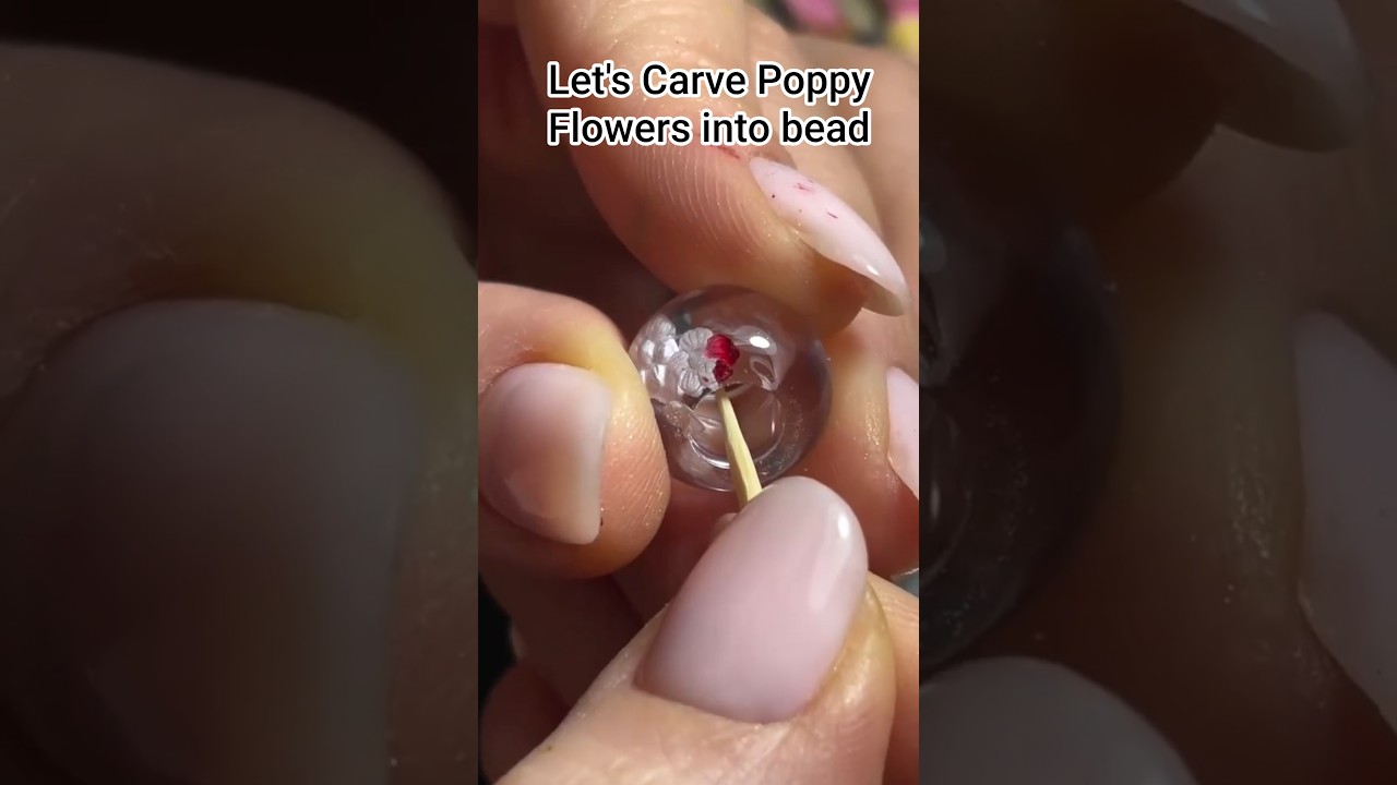 Carving Poppies Inside a Bead 🌸 | Satisfying Art 
