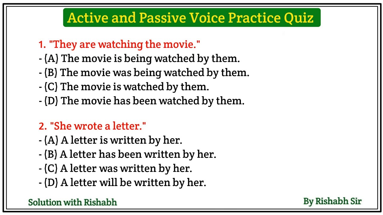 Active and Passive voice quiz | Active and Passive voice in english | Active voice and Passive voice
