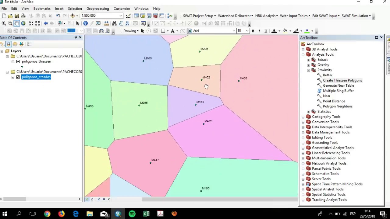 Polígonos de Thiessen | partiendo de estaciones meteorologicas | Arcgis