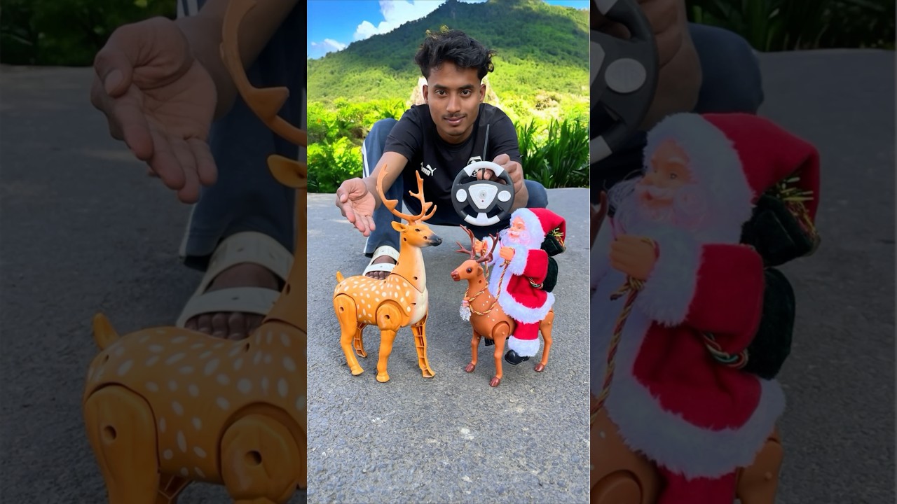 Remote Control Santa Claus Sleigh and Reindeer Gift Deer Unboxing