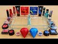 Red vs blue  mixing makeup eyeshadow into slime special series 140 satisfying slime