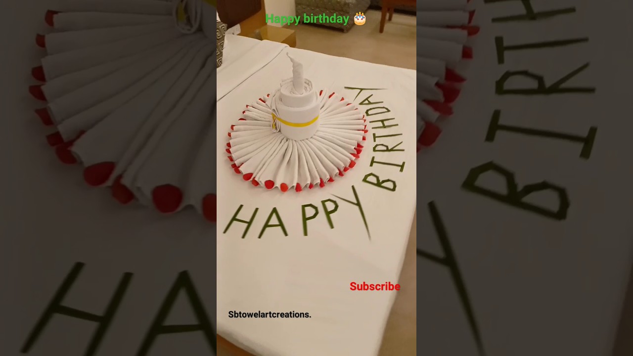 Happy birthday towel art||towel folding cake #sbtowelartcreations