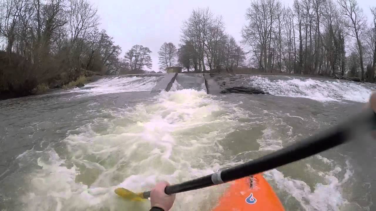 Kayaking at Howsham Weir, River Derwent, Yorkshire