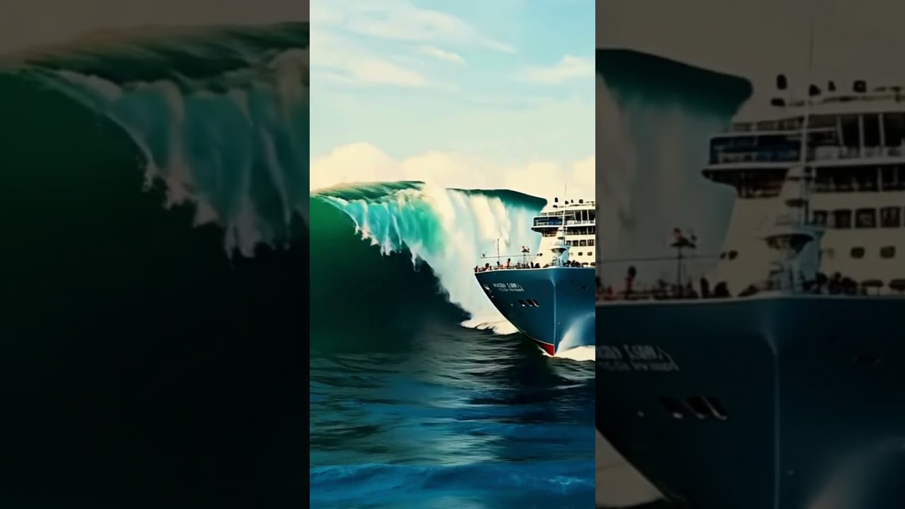 Unbelievable Close Call! Ship Escapes Giant Ocean Wave! 
