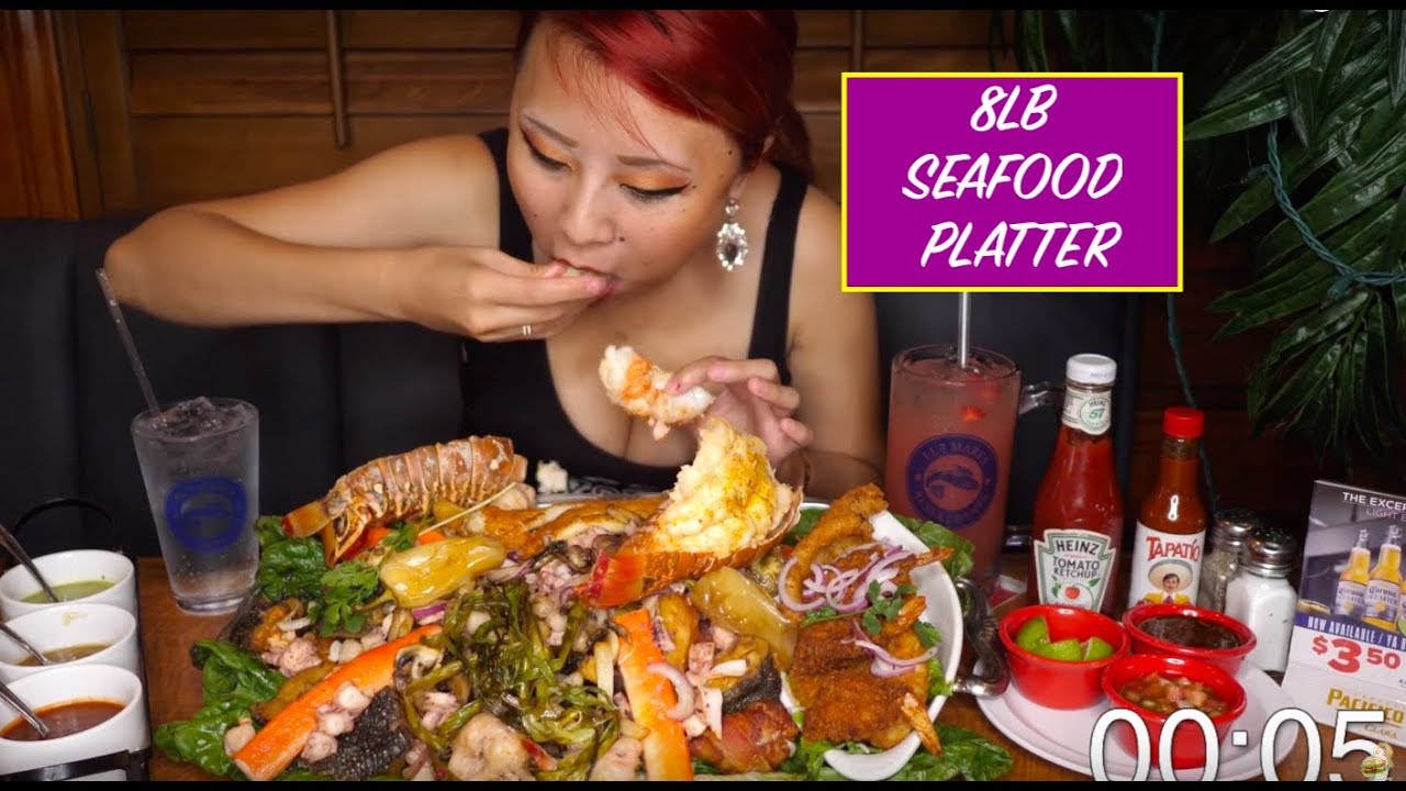UNDEFEATED 8LBS SEAFOOD PLATTER EATING CHALLENGE!!! at El7Mares in LA #RainaisCrazy