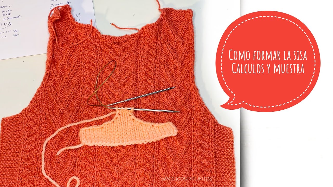 Como calcular y formar la sisa si tejemos desde abajo la parte delantera y la parte trasera