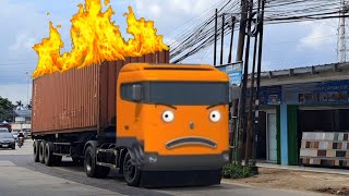 Wow lihat teman teman,ada truk kontainer,truk tangki,truk molen,dump truk,berubah mirip teman kayo