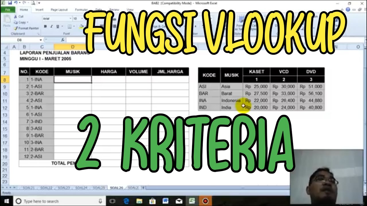 RUMUS VLOOKUP  KRITERIA PADA  KOLOM DAN  BARIS Menggunakan Gabungan  Fungsi VLOOKUP & IF