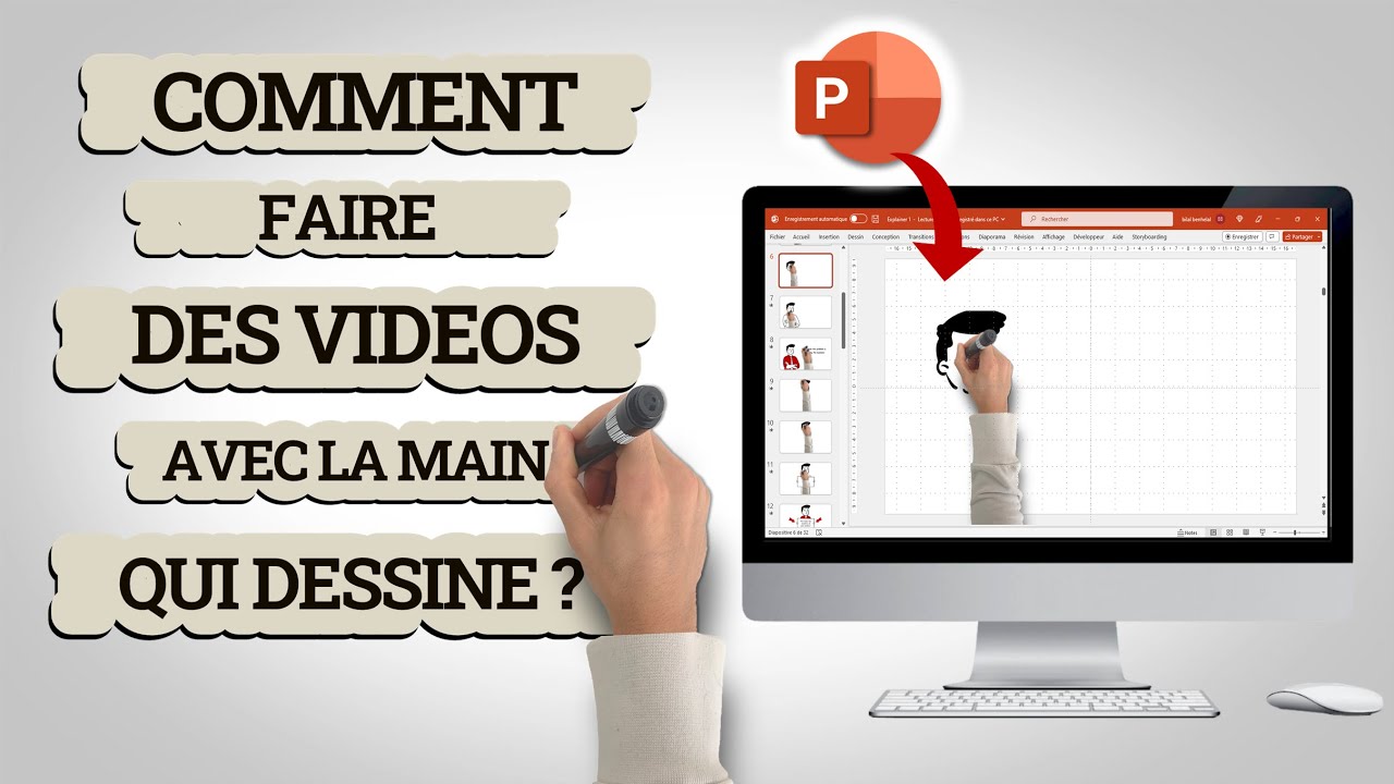 Créer des vidéos avec la main qui dessine sur Powerpoint - YouTube