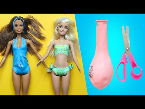 DIY Barbie Dresses with Balloons Easy No Sew Clothes | Barbie doll hacks and crafts