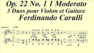 Ferdinando Carulli Op. 22 No. 1 1 Moderato, 3 Duos For Violin And Guitar, Score Video