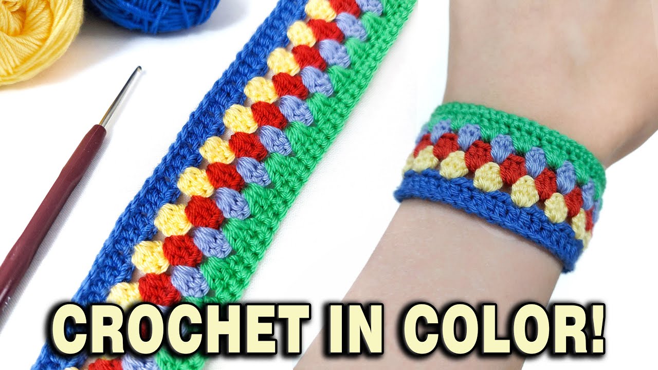 Мастер-класс по вязанию разноцветного браслета крючком