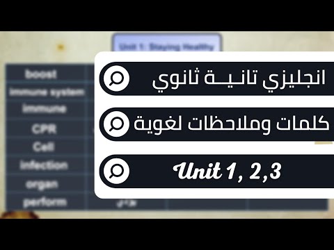 مراجعة انجليزي تانية ثانوي الترم الاول كلمات يونت 1 و 2 و 3